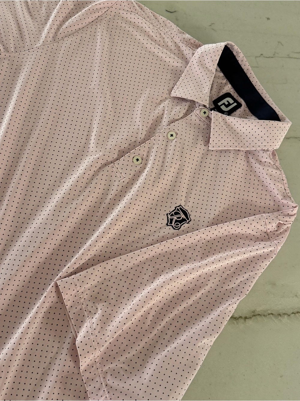 FJ FootJoy Polka Dot Spotted Golf Polo Shirt Mens XL Stretch Performance Fabric